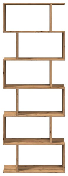 6 szintes kézműves tölgy fa elválasztó könyvespolc 70x24x193 cm
