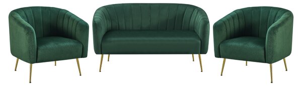 Design fotel, sötétzöld Velvet szövet/gold króm-arany, BAGY