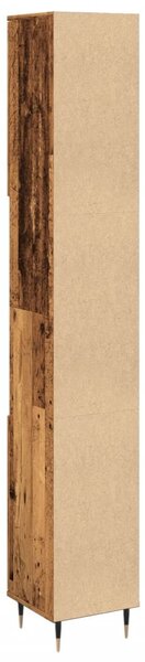 Antik fa színű szerelt fa fürdőszobaszekrény 30 x 30 x 190 cm