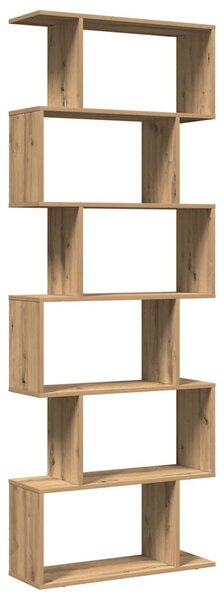 6 szintes kézműves tölgy fa elválasztó könyvespolc 70x24x193 cm