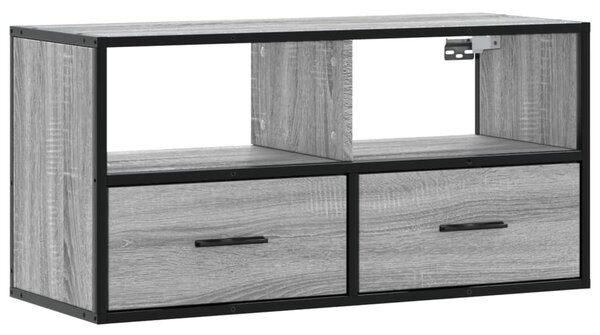 Szürke sonoma színű szerelt fa és fém TV-szekrény 80x31x39,5 cm