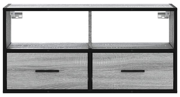 Szürke sonoma színű szerelt fa és fém TV-szekrény 80x31x39,5 cm