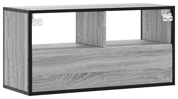 Szürke sonoma színű szerelt fa és fém TV-szekrény 80x31x39,5 cm