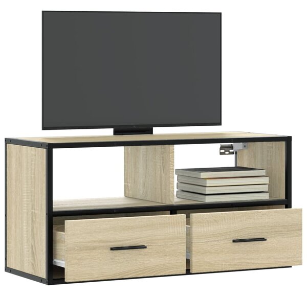 Sonoma tölgy színű szerelt fa és fém TV-szekrény 80x31x39,5 cm