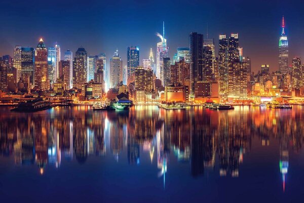 Nem szőtt fotótapéta new york látképe éjjel 375 x 250 cm