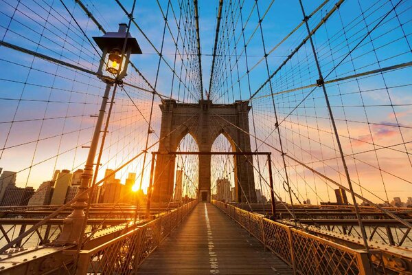 Nem szőtt fotótapéta brooklyn híd naplementekor 375 x 250 cm