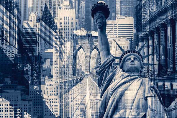 Nem szőtt fotótapéta new york-i kollázs 375 x 250 cm
