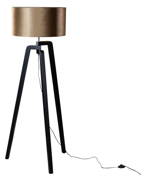 Állólámpa fekete bársony lámpabúrával bronz színben 50 cm - Puros
