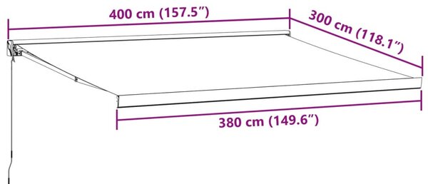 Barna kézzel kihúzható napellenző 400 x 300 cm