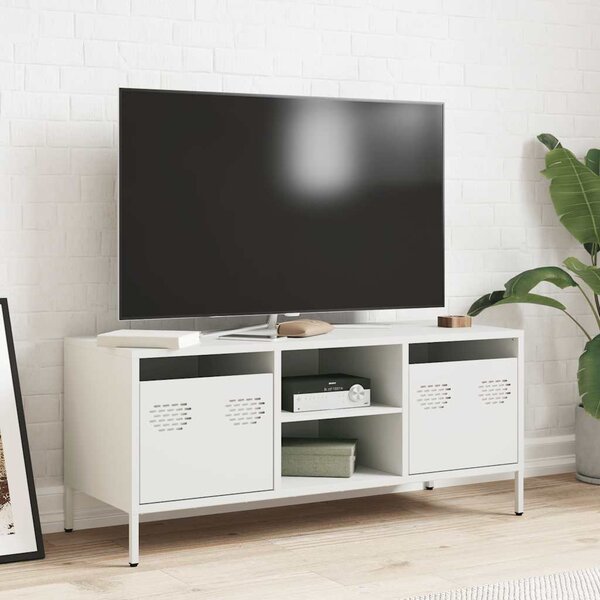 Fehér hidegen hengerelt acél TV-szekrény 101,5 x 39 x 43,5 cm