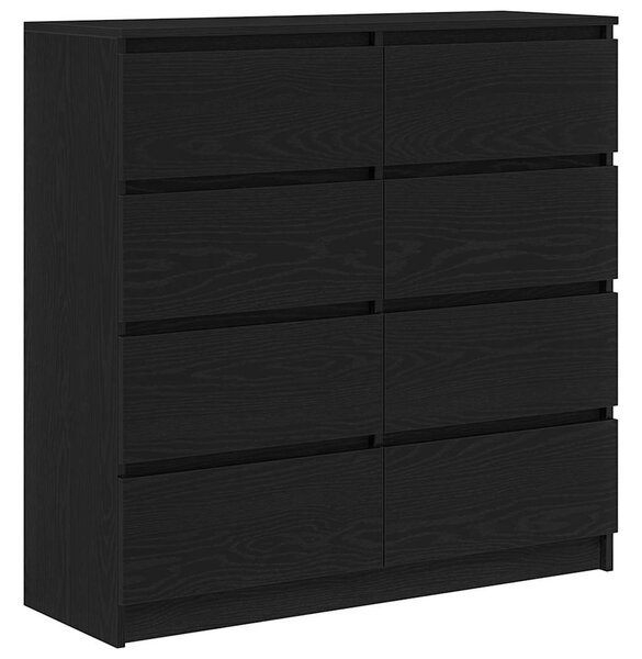 Fekete tölgy szerelt fa tálalószekrény 100x35x99 cm
