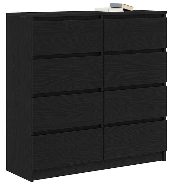 Fekete tölgy szerelt fa tálalószekrény 100x35x99 cm
