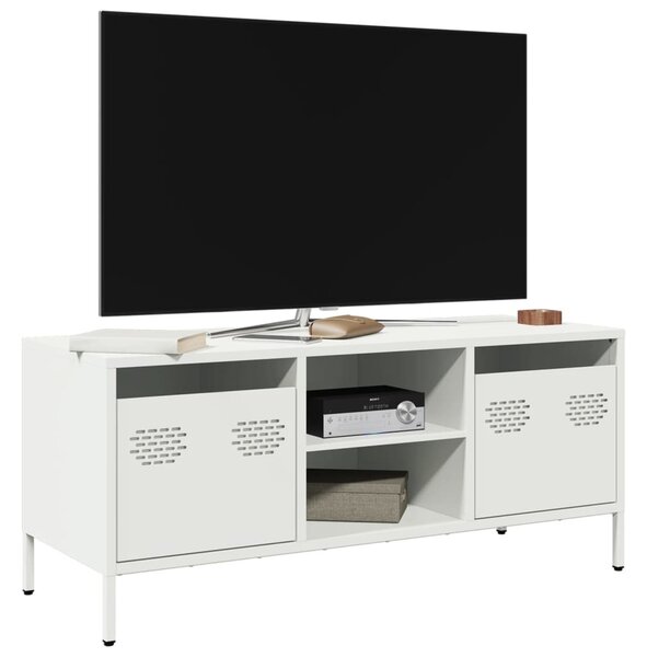 Fehér hidegen hengerelt acél TV-szekrény 101,5 x 39 x 43,5 cm