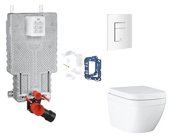 Grohe Uniset - Készlet fali beépítéshez, WC, SoftClose ülőke, Skate Cosmopolitan gombok és bedobható tabletta készlet, Triple Vortex, alpesi fehér SANI15BB3120