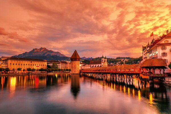 Nem szőtt fotótapéta kapellbrücke, luzern ii. 375 x 250 cm