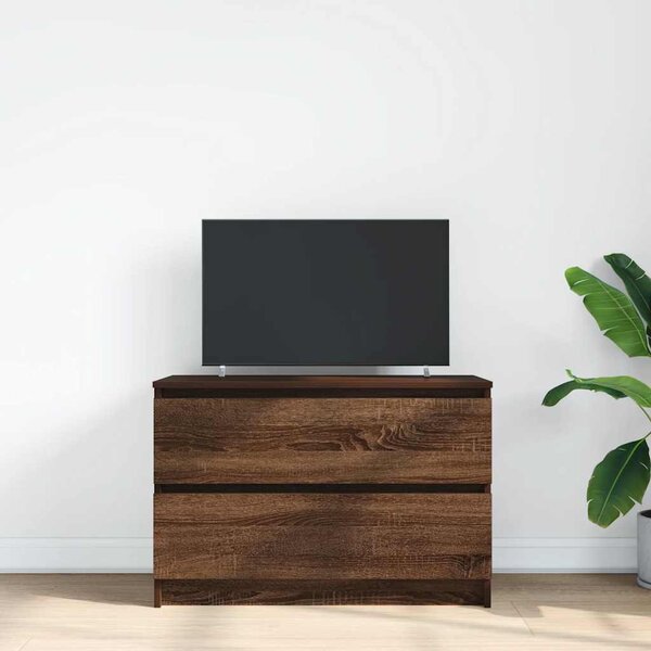 Barna tölgyszínű szerelt fa TV-szekrény 80x35x54 cm