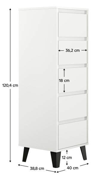Komód, fehér, BOGAN 5S40