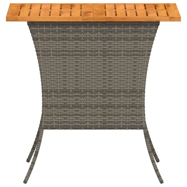 Szürke polyrattan akácfa lapos kerti asztal 105x75x72 cm