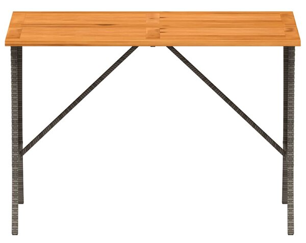 Szürke polyrattan akácfa lapos kerti asztal 105x75x72 cm