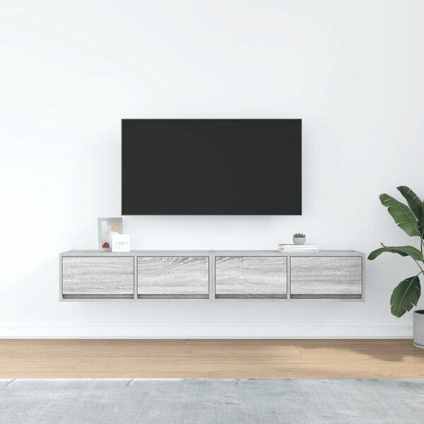 2 db szürke sonoma szerelt fa fali TV-szekrény 80x31x25,5 cm