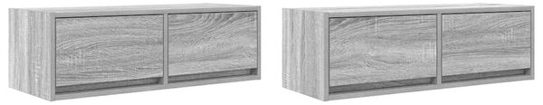 2 db szürke sonoma szerelt fa fali TV-szekrény 80x31x25,5 cm