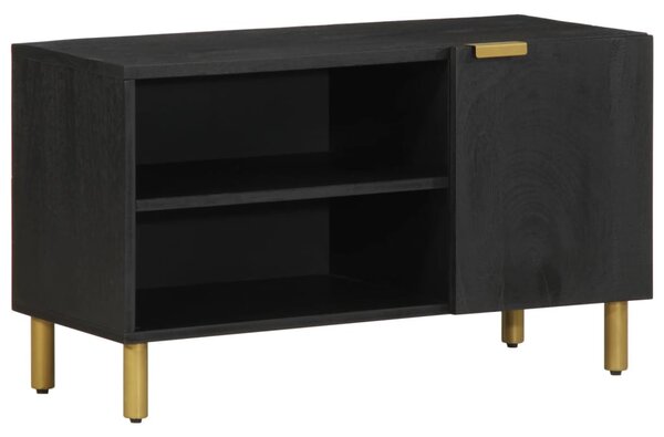 Fekete szerelt fa TV-szekrény 80 x 33 x 46 cm
