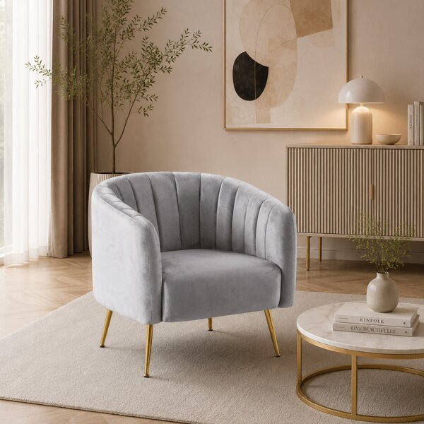 Design fotel, szürke Velvet szövet/gold króm-arany, BAGY
