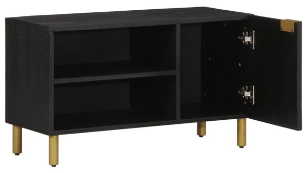 Fekete szerelt fa TV-szekrény 80 x 33 x 46 cm
