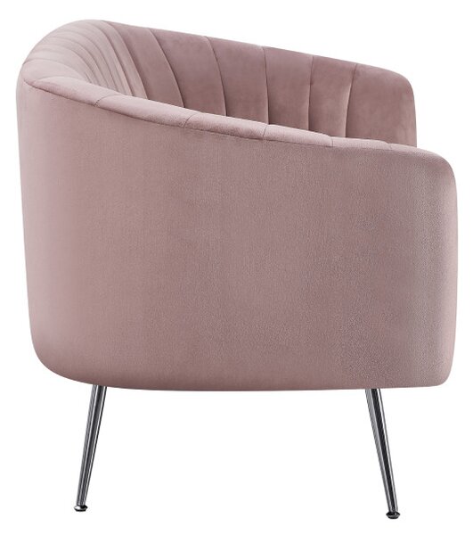 Design kétszemélyes kanapé, rózsaszín Velvet szövet/króm-ezüst, BAGY