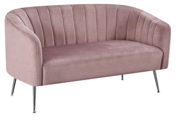 Design kétszemélyes kanapé, rózsaszín Velvet szövet/króm-ezüst, BAGY