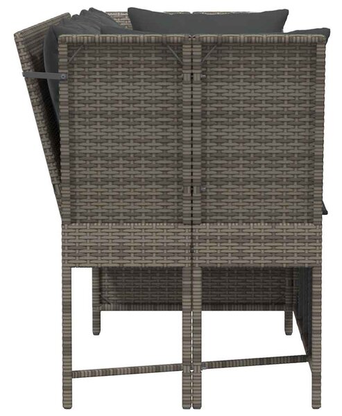 Szürke polyrattan kerti kanapé párnákkal
