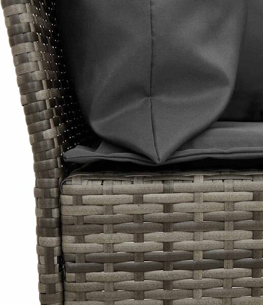 Szürke polyrattan kerti kanapé párnákkal