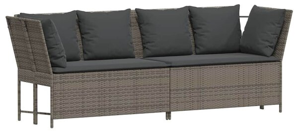 Szürke polyrattan kerti kanapé párnákkal