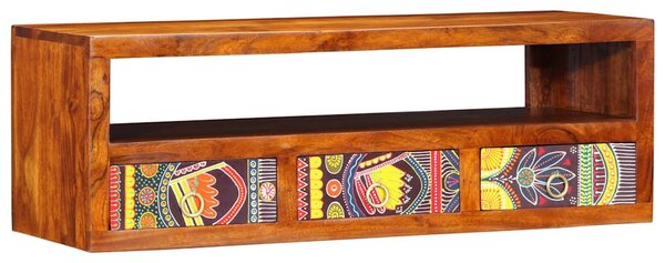 Tömör akácfa többszínű falra szerelhető TV-szekrény 90x30x30 cm