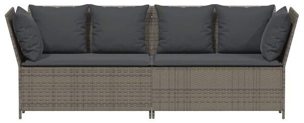 Szürke polyrattan kerti kanapé párnákkal