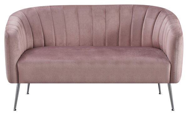Design kétszemélyes kanapé, rózsaszín Velvet szövet/króm-ezüst, BAGY