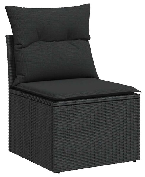 7 részes fekete polyrattan kerti ülőgarnitúra párnával
