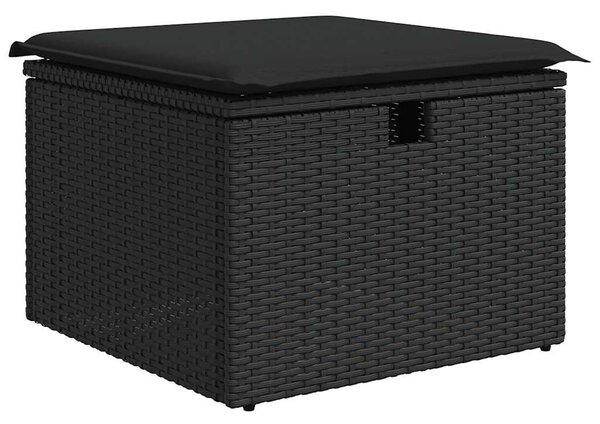 7 részes fekete polyrattan kerti ülőgarnitúra párnával