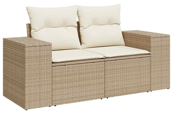 9 részes bézs polyrattan kerti ülőgarnitúra párnákkal