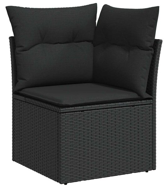 7 részes fekete polyrattan kerti ülőgarnitúra párnával