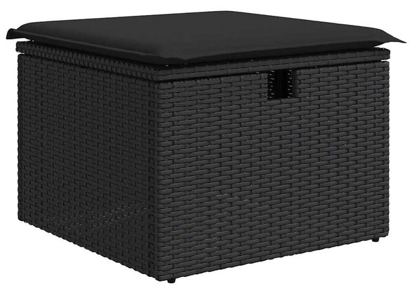 7 részes fekete polyrattan kerti ülőgarnitúra párnával