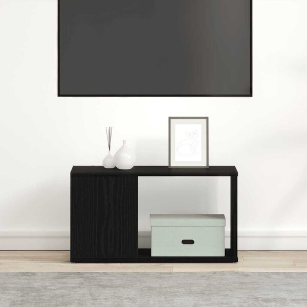 Fekete tölgy színű szerelt fa TV-szekrény 60x24x32 cm