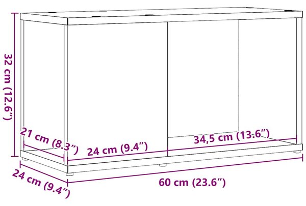Fekete tölgy színű szerelt fa TV-szekrény 60x24x32 cm