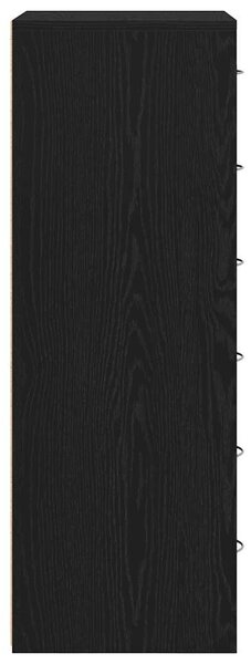 Fekete tölgy színű szerelt fa komód 6 fiókkal 50 x 34 x 96 cm