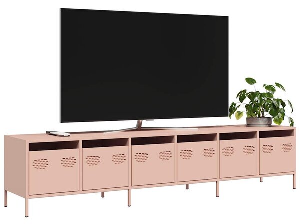 Rózsaszín hidegen hengerelt acél TV-szekrény 202x39x43,5 cm