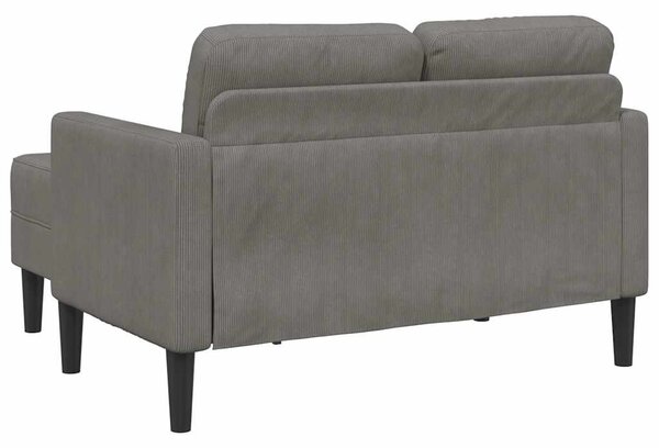 Világosszürke vászon 2 üléses kanapé L-alakú kanapéval 125 cm