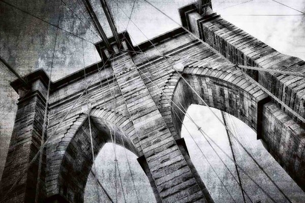 Nem szőtt fotótapéta fekete-fehér brooklyn híd 375 x 250 cm