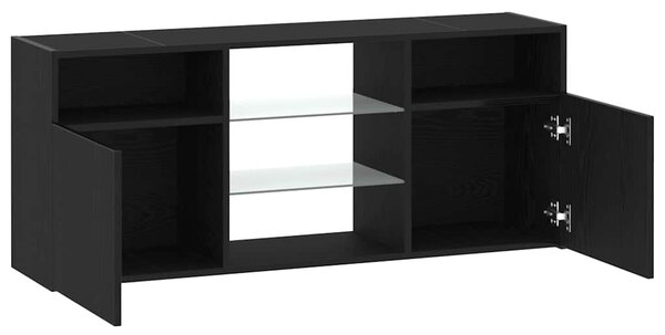 Fekete tölgy szerelt fa TV-szekrény LED-ekkel 120x30x50 cm