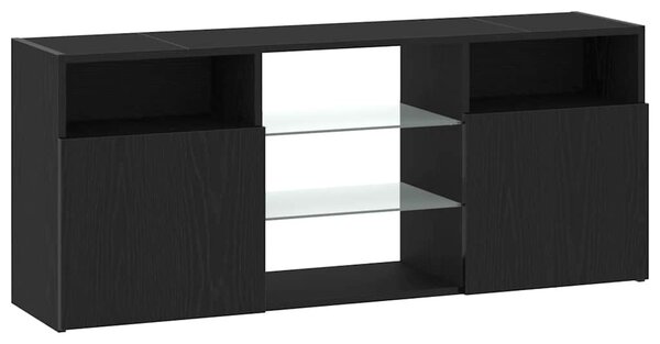 Fekete tölgy szerelt fa TV-szekrény LED-ekkel 120x30x50 cm
