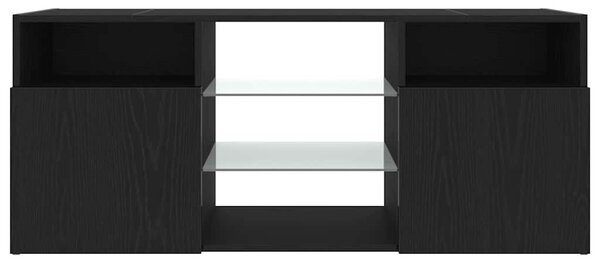 Fekete tölgy szerelt fa TV-szekrény LED-ekkel 120x30x50 cm